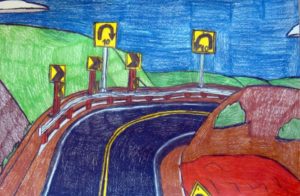 big-pines-highway-2016-colour-pencil-on-paper-30-5-x-45-7-cm