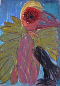 tropical-bird-2013-oil-pastel-on-paper-70-x-50-cm